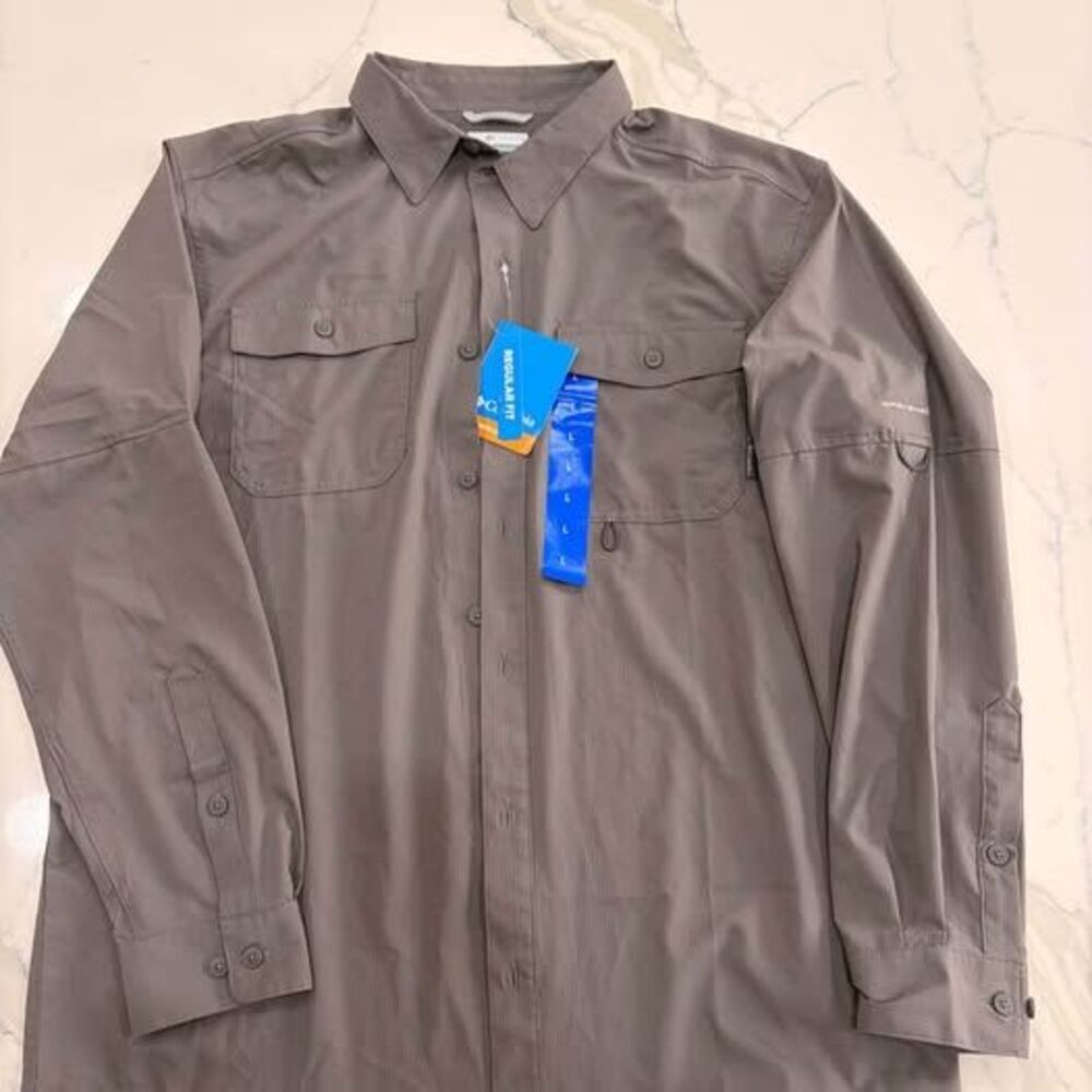 NWT Columbia Men's Silver Ridge Utility Long Sleeve Shirt - Gray (Size L)